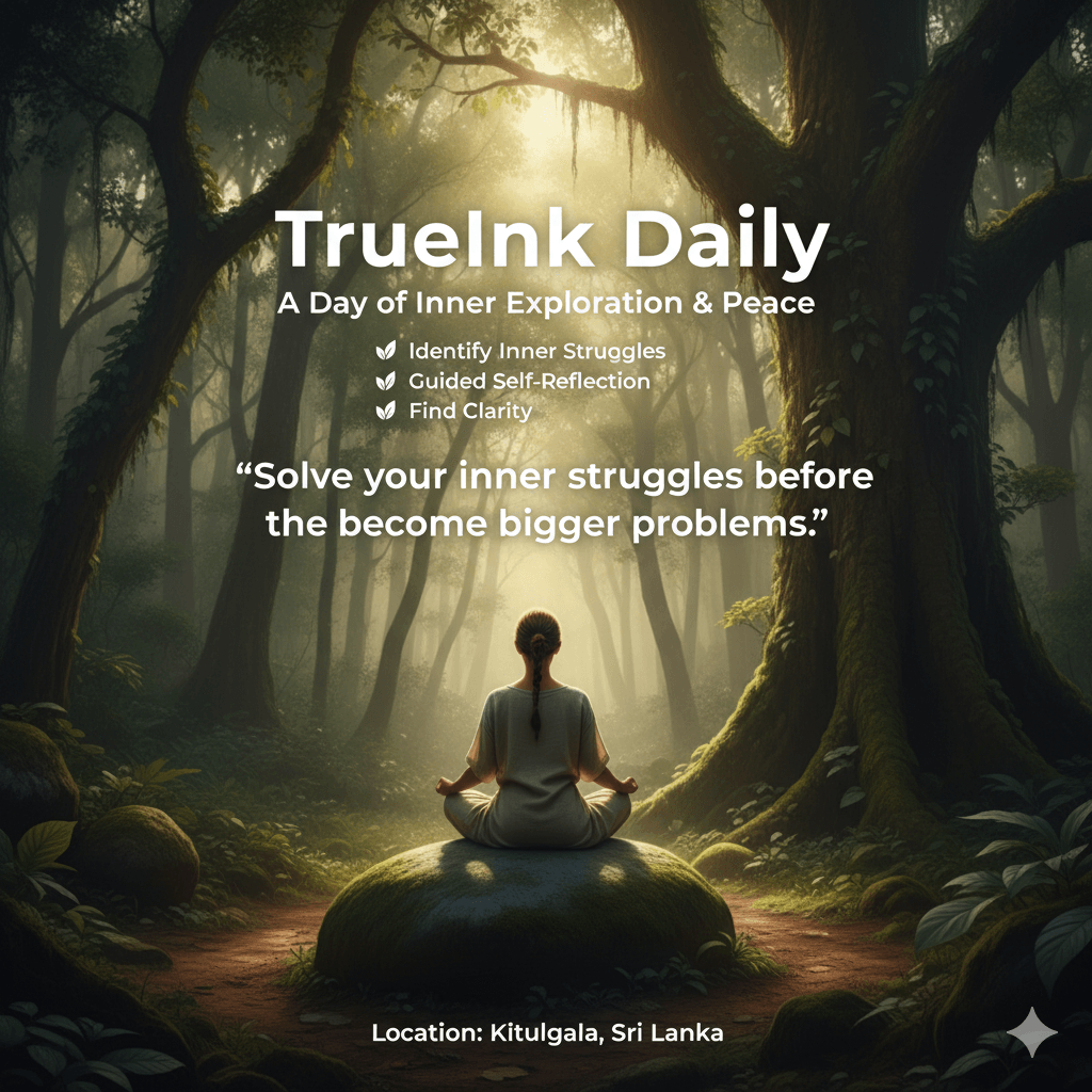 🌿 TrueInk Daily: පැය 2ක අභ්‍යන්තර සංවාදය – ඔබ තුළ සැඟවුණු අරගල හඳුනාගෙන ජය ගැනීම